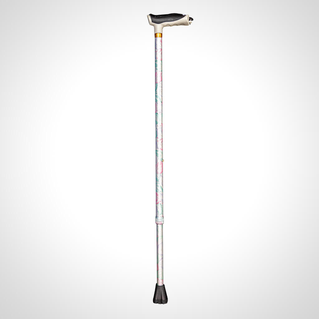 T Handle Cane Pattern (Light Pink Flower)