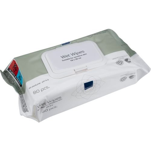 ABENA Skincare - ABENA Wet Wipes 18cm x 20cm (1 pack of 80 wipes)