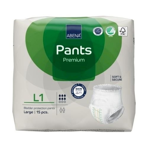 ABENA Pants Premium L1 Large Green - Carton of 90 (6 Packs of 15)