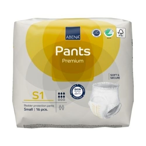 ABENA Pants Premium S1 Small Yellow - Carton of 96 (6 Packs of 16)