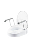 Raised Toilet Seat with Armrests, three fixed adjustable seat heights 60mm, 100mm, 150mm