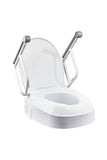 Raised Toilet Seat with Armrests, three fixed adjustable seat heights 60mm, 100mm, 150mm